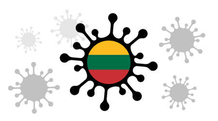 Covid-19 coronavirus icon and lithuania flagのイラスト素材