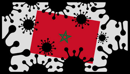 Covid-19 coronavirus pandemic icon and moroccan flagのイラスト素材