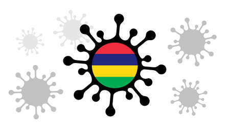 Covid-19 coronavirus icon and mauritius flagのイラスト素材