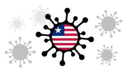 Covid-19 coronavirus icon and liberian flagのイラスト素材