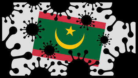 Covid-19 coronavirus pandemic icon and mauritania flagのイラスト素材