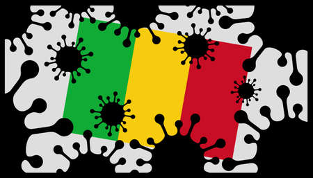 Covid-19 coronavirus pandemic icon and mali flagのイラスト素材