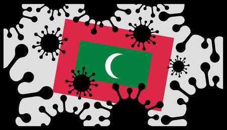 Covid-19 coronavirus pandemic icon and maldives flagのイラスト素材