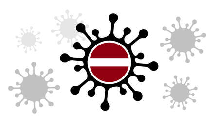 Covid-19 coronavirus icon and latvia flagのイラスト素材