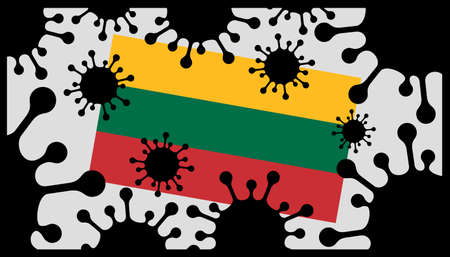 Covid-19 coronavirus pandemic icon and lithuania flagのイラスト素材