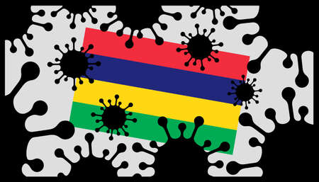 Covid-19 coronavirus pandemic icon and mauritius flagのイラスト素材