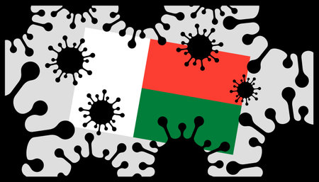 Covid-19 coronavirus pandemic icon and madagascar flagのイラスト素材