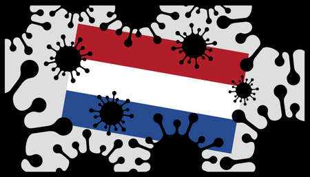 Covid-19 coronavirus pandemic icon and netherlands flagのイラスト素材