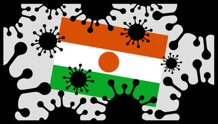 Covid-19 coronavirus pandemic icon and republic of the niger flagのイラスト素材