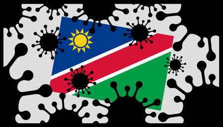 Covid-19 coronavirus pandemic icon and namibian flagのイラスト素材