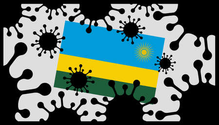 Covid-19 coronavirus pandemic icon and rwanda flagのイラスト素材