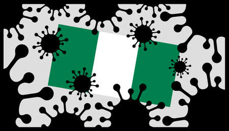 Covid-19 coronavirus pandemic icon and nigeria flagのイラスト素材