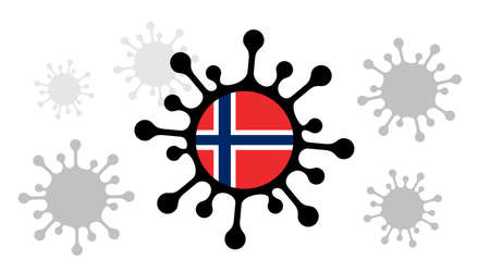 Covid-19 coronavirus icon and norwegian flagのイラスト素材