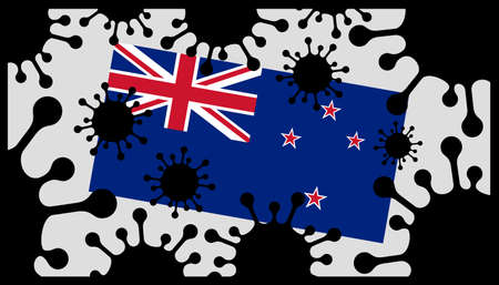 Covid-19 coronavirus pandemic icon and new zealand flagのイラスト素材
