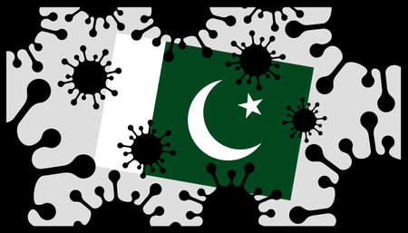 Covid-19 coronavirus pandemic icon and pakistan flagのイラスト素材