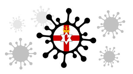 Covid-19 coronavirus icon and northern ireland flagのイラスト素材