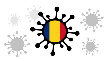 Covid-19 coronavirus icon and romanian flagのイラスト素材