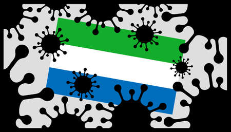 Covid-19 coronavirus pandemic icon and sierra leone flagのイラスト素材