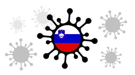 Covid-19 coronavirus icon and slovenian flagのイラスト素材