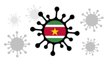 Covid-19 coronavirus icon and suriname flagのイラスト素材