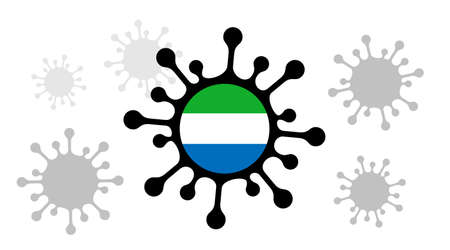 Covid-19 coronavirus icon and sierra leone flagのイラスト素材