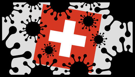 Covid-19 coronavirus pandemic icon and swiss flagのイラスト素材