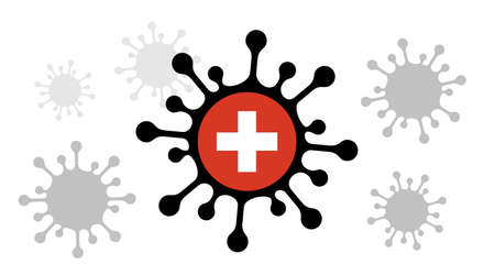 Covid-19 coronavirus icon and switzerland flagのイラスト素材
