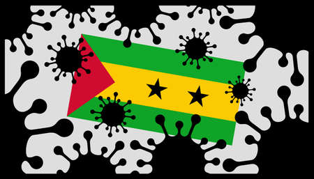 Covid-19 coronavirus pandemic icon and sao tome and principe flagのイラスト素材