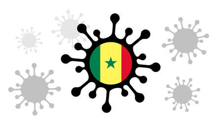 Covid-19 coronavirus icon and senegal flagのイラスト素材