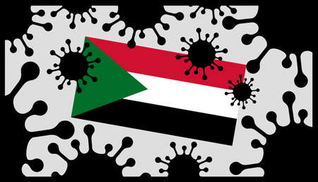 Covid-19 coronavirus pandemic icon and sudanese flagのイラスト素材