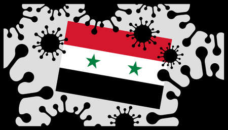 Covid-19 coronavirus pandemic icon and syrian flagのイラスト素材