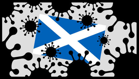 Covid-19 coronavirus pandemic icon and scottish flagのイラスト素材