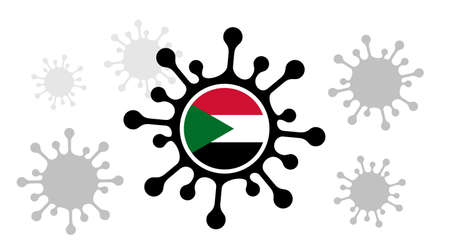 Covid-19 coronavirus icon and sudanese flagのイラスト素材
