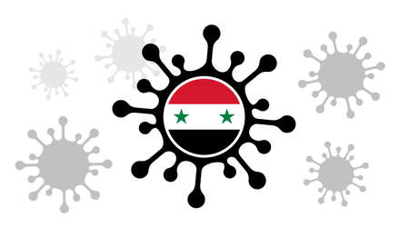 Covid-19 coronavirus icon and syrian flagのイラスト素材