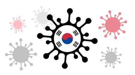 Covid-19 coronavirus icon with south korea flagのイラスト素材