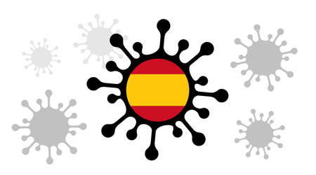 Covid-19 coronavirus icon with spanish flagのイラスト素材