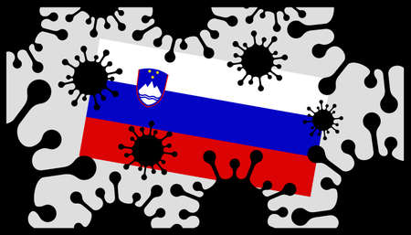 Covid-19 coronavirus pandemic icon and slovenian flagのイラスト素材