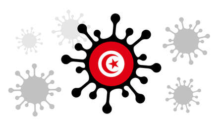Covid-19 coronavirus icon and tunisian flagのイラスト素材