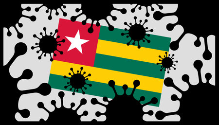 Covid-19 coronavirus pandemic icon and togolese flagのイラスト素材