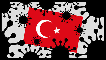 Covid-19 coronavirus pandemic icon and turkish flagのイラスト素材