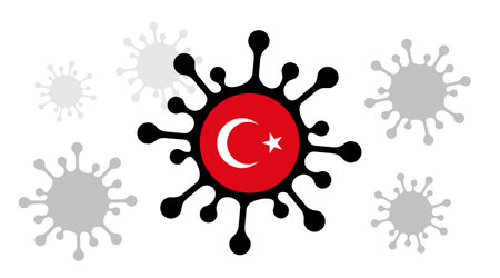 Covid-19 coronavirus icon and turkish flagのイラスト素材