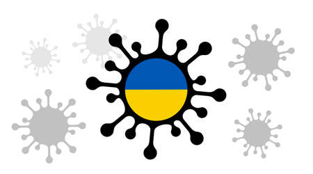 Covid-19 coronavirus icon and ukraine flagのイラスト素材