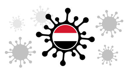 Covid-19 coronavirus icon and yemen flagのイラスト素材