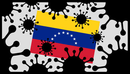 Covid-19 coronavirus pandemic icon and venezuela flagのイラスト素材