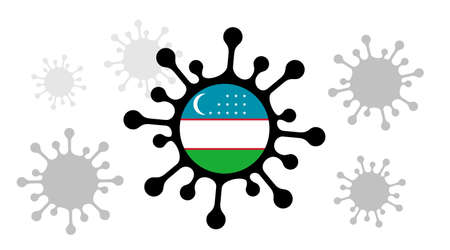 Covid-19 coronavirus icon and uzbekistan flagのイラスト素材