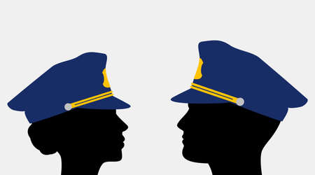 Policeman silhouettes in uniform capsのイラスト素材