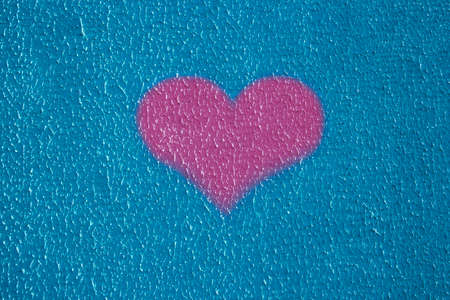 background texture wall plaster barbed not equal blue putty outside heart love pinkの写真素材