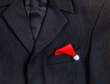 men's dark jacket in small stripes collar pocket sleeve in the pocket cap Santa Clausの写真素材