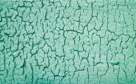 background texture green wall aged cracked paintの写真素材
