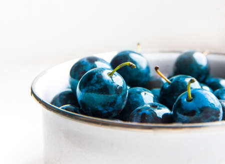 Background texture plum blue color on white in a circle fruit sweet matte beautiful juicy copy spaceの写真素材
